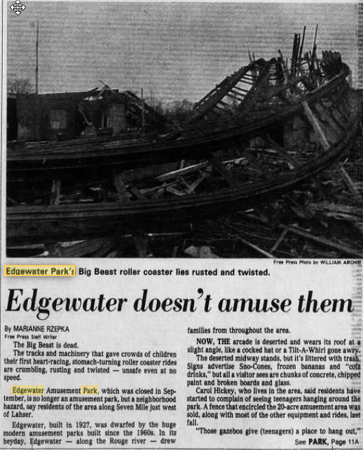 Edgewater Park - THE END OF BIG BEAST COASTER MARCH 29 1982